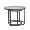 Tempered Glass and MDF Round Nesting Coffee Table Set with Carbon Steel Frame
